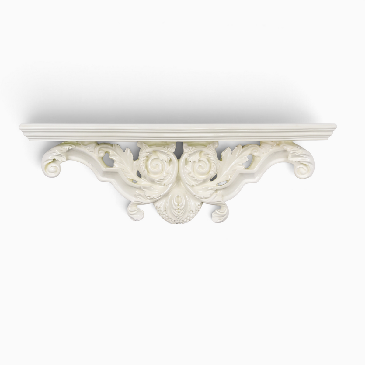 Étagère murale Royaume de L'Étagère Etagra en résine blanche avec ornements sculptés de style européen vintage