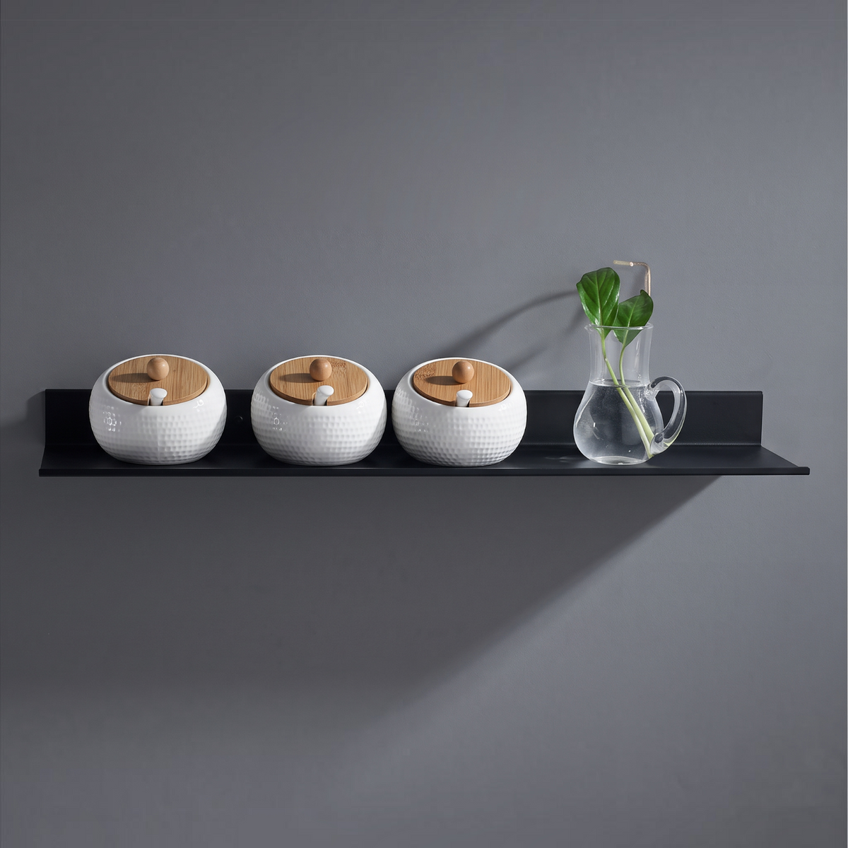 Étagère murale noire Royaume de L'Étagère en aluminium spatial pour salle de bain, design moderne sans perçage