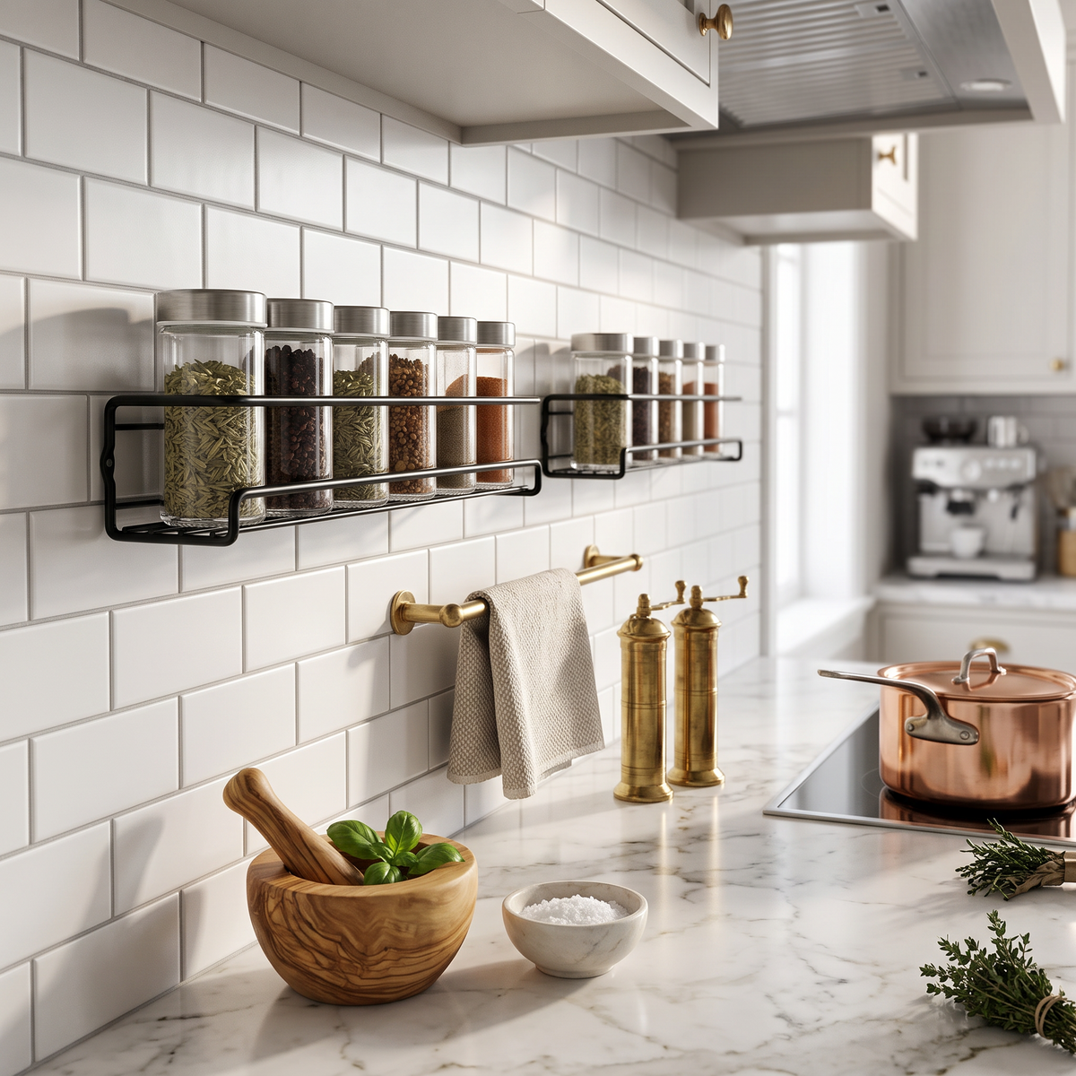 Lot de 2 Étagères Murales à Épices en Métal Cuisina – vue principale