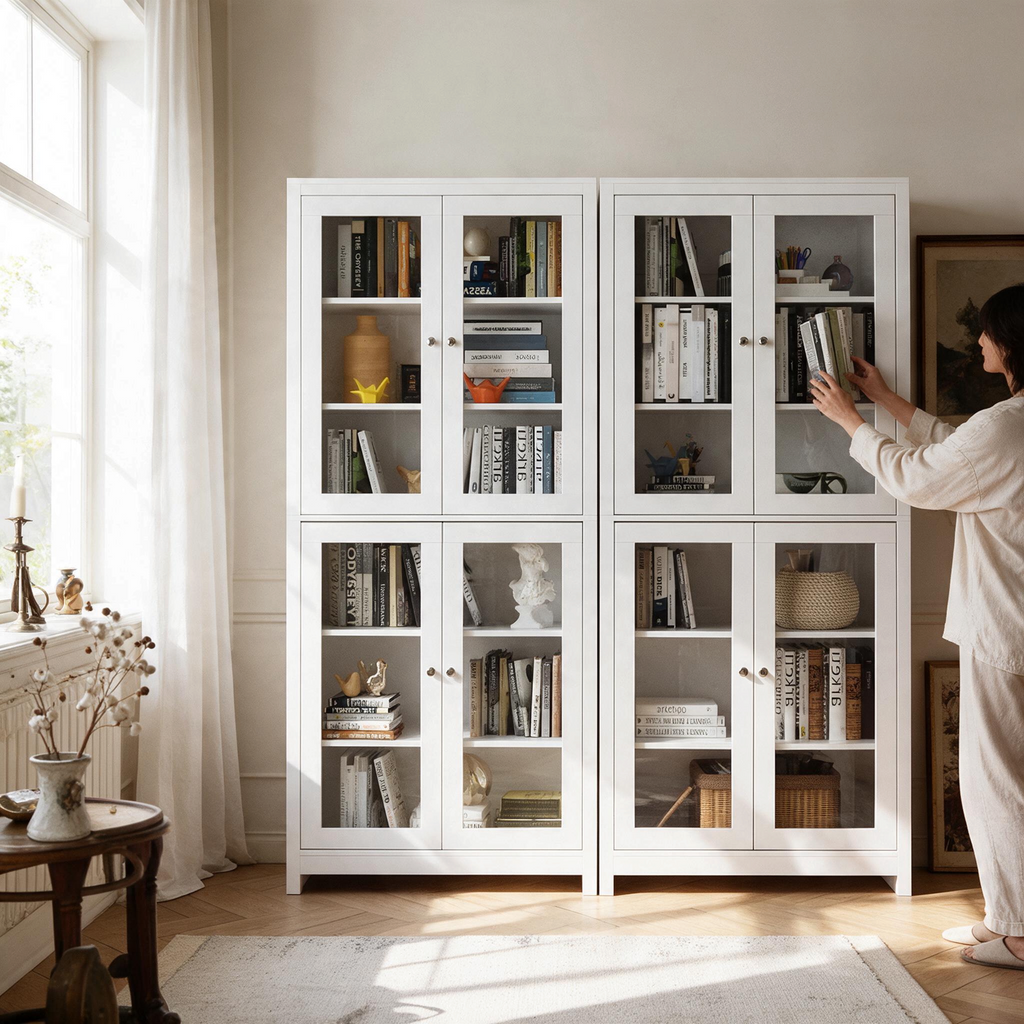Étagère Meuble Bibliothèque Vitrine à 4 Portes - Luméa