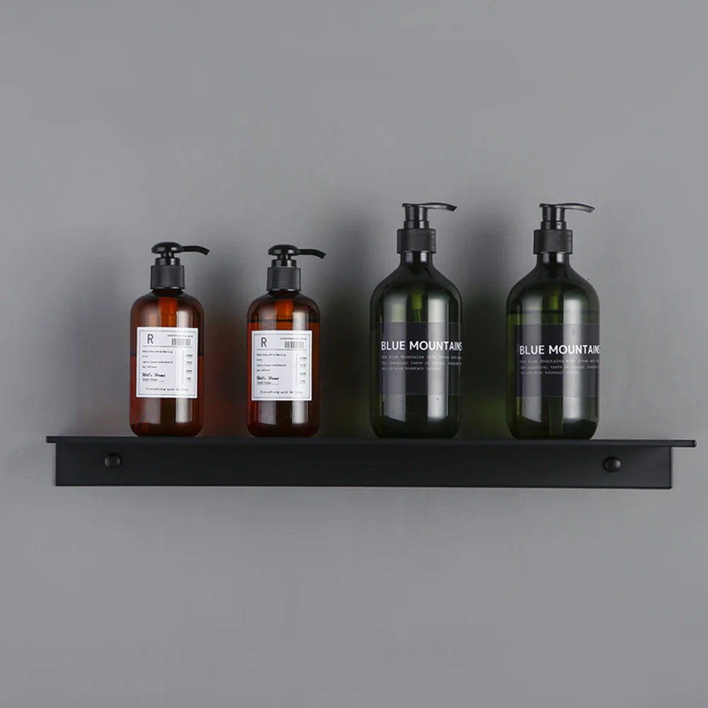 Étagère Murale Noire Salle de Bain en Aluminium - Norelia