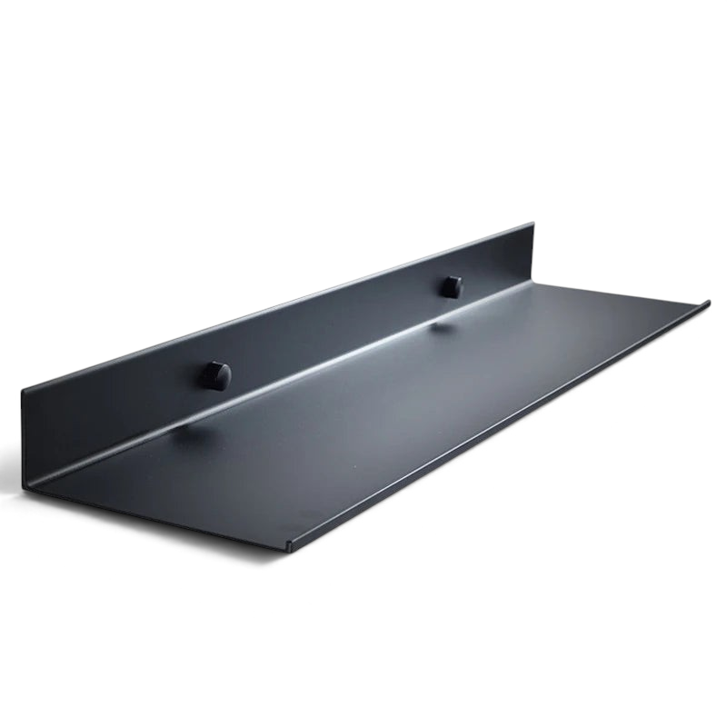 Étagère murale Royaume de L'Étagère en aluminium noir mat pour salle de bain avec rebord de protection
