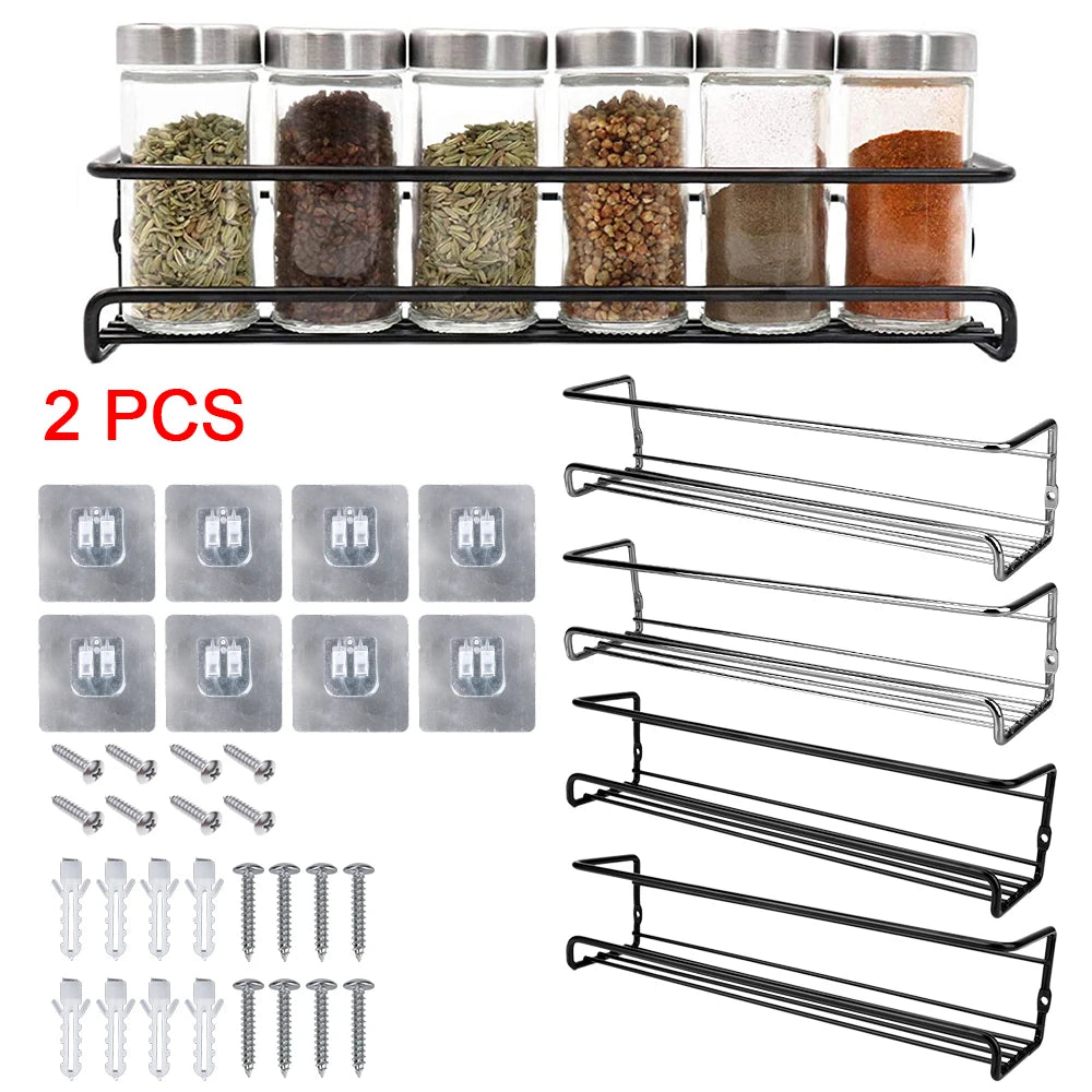 Lot de 2 Étagères Murales à Épices en Métal - Cuisina