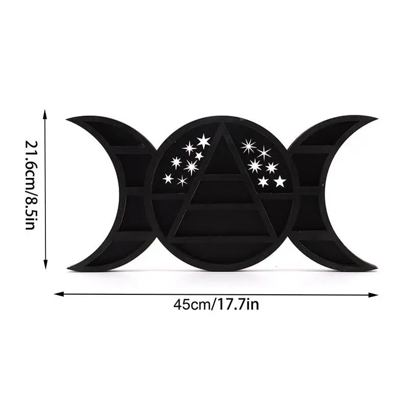 Étagère Lune Murale en Bois Noire - Lunéora