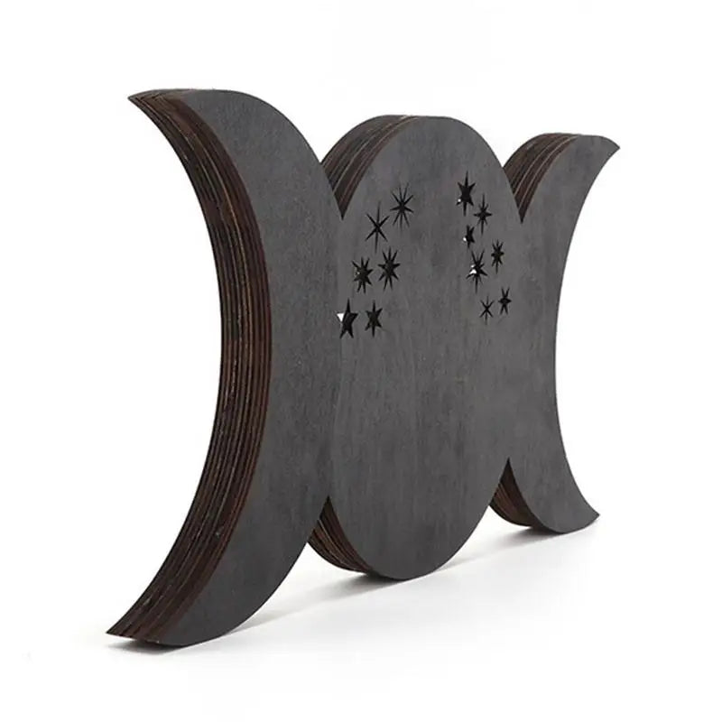 Étagère Lune Murale en Bois Noire - Lunéora