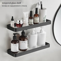 Étagère Murale Salle de Bain en Verre Trempé - Veloria