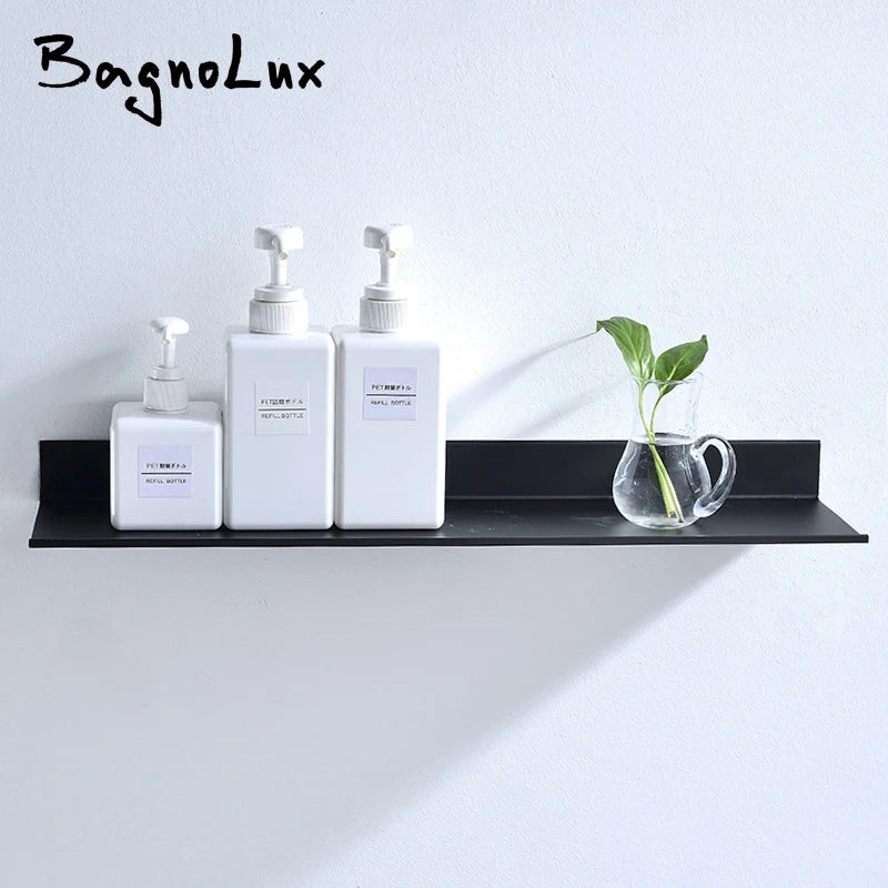 Étagère Murale Noire Salle de Bain en Aluminium - Norelia