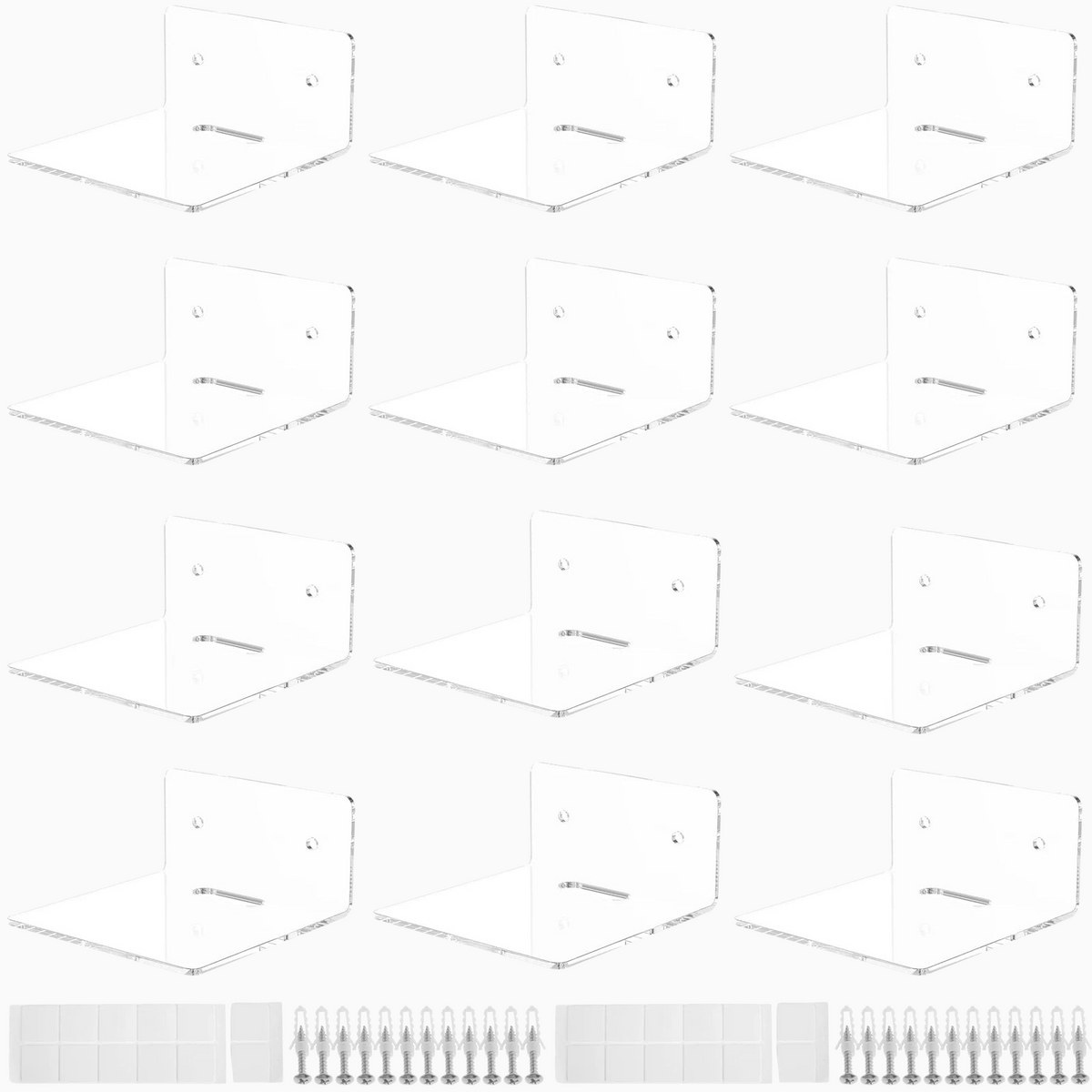 Lot de 12 étagères murales transparentes en acrylique Royaume de L'Étagère pour figurines et objets de décoration