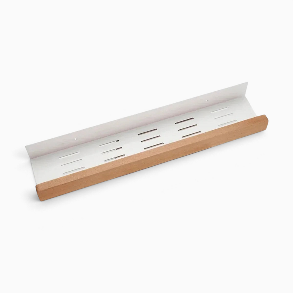 Étagère murale Royaume de L'Étagère Lucmi en bois et métal blanc avec rebord de protection pour cuisine ou salle de bain