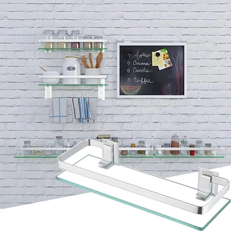 Étagère Murale Salle de Bain en Verre - Glacira