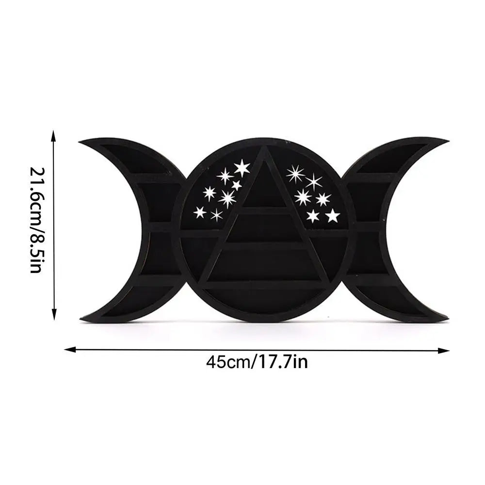 Étagère Lune Murale en Bois Noire - Lunéora