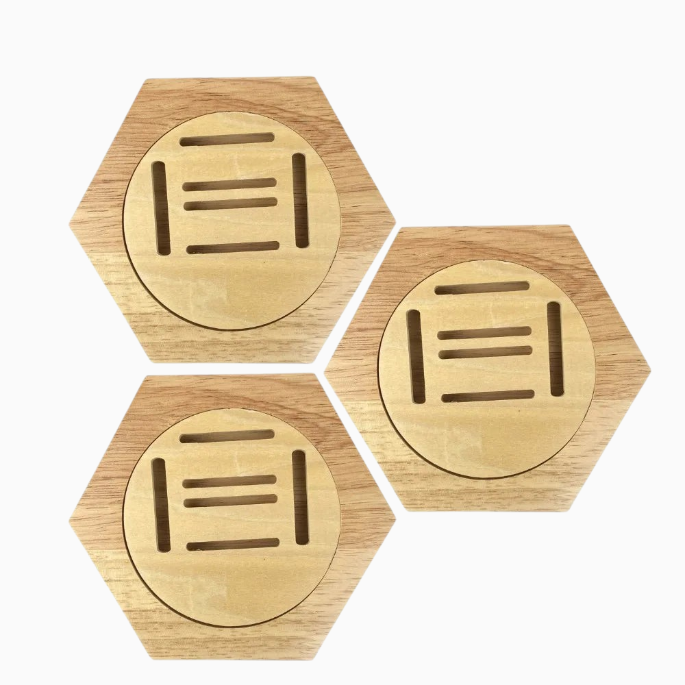 Lot de 3 supports muraux hexagonaux en bois de pin pour médailles, design géométrique modulable Royaume de L'Étagère