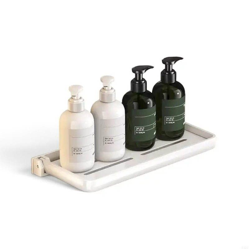 Étagère murale salle de bain pliable blanche Royaume de L'Étagère avec flacons de produits cosmétiques