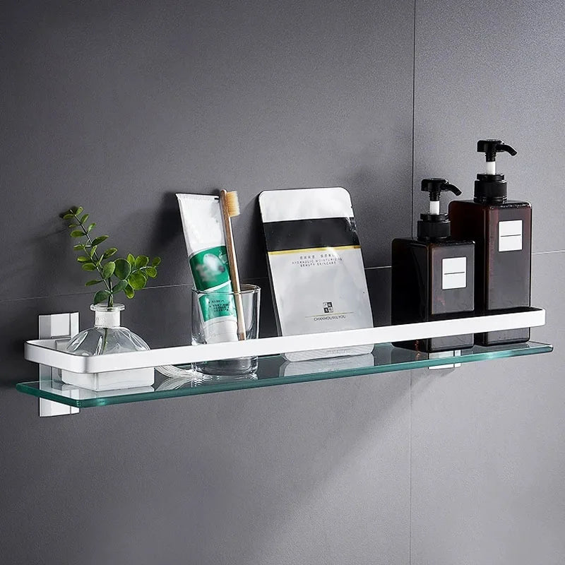 Étagère Murale Salle de Bain en Verre - Glacira