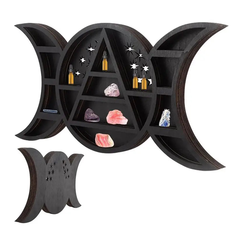 Étagère Lune Murale en Bois Noire - Lunéora