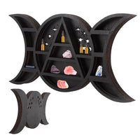 Étagère Lune Murale en Bois Noire - Lunéora