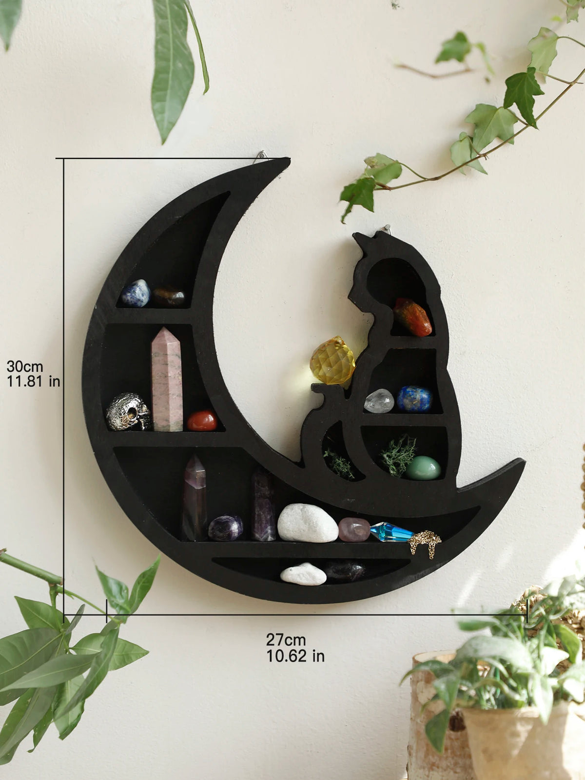Étagère Murale Bois Décorative - Chat sur la Lune