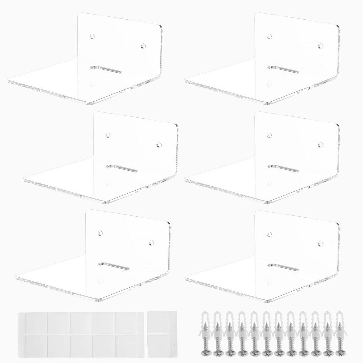 Lot de 6 étagères murales transparentes en acrylique de Royaume de L'Étagère avec vis et adhésifs pour figurines