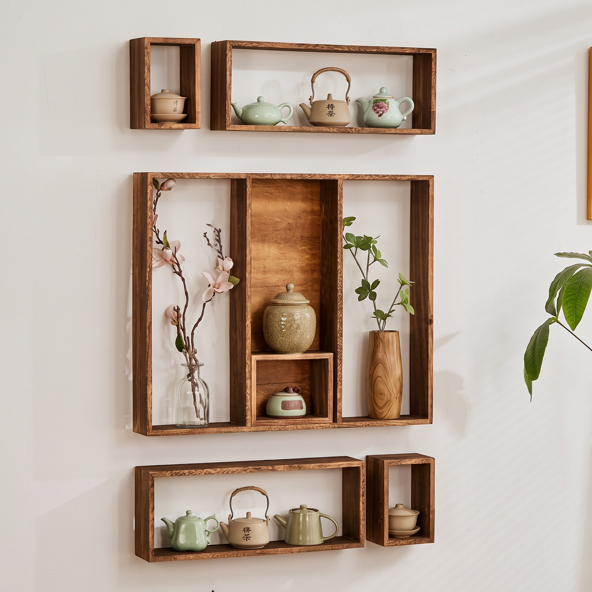 Étagère Murale Chinoise en Bois Massif Gonia – vue 2