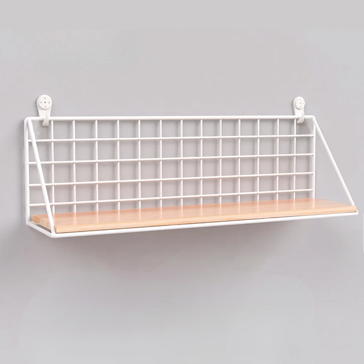 Étagère murale Royaume de L'Étagère Etaglo avec tablette en bois clair et structure en métal blanc style industriel