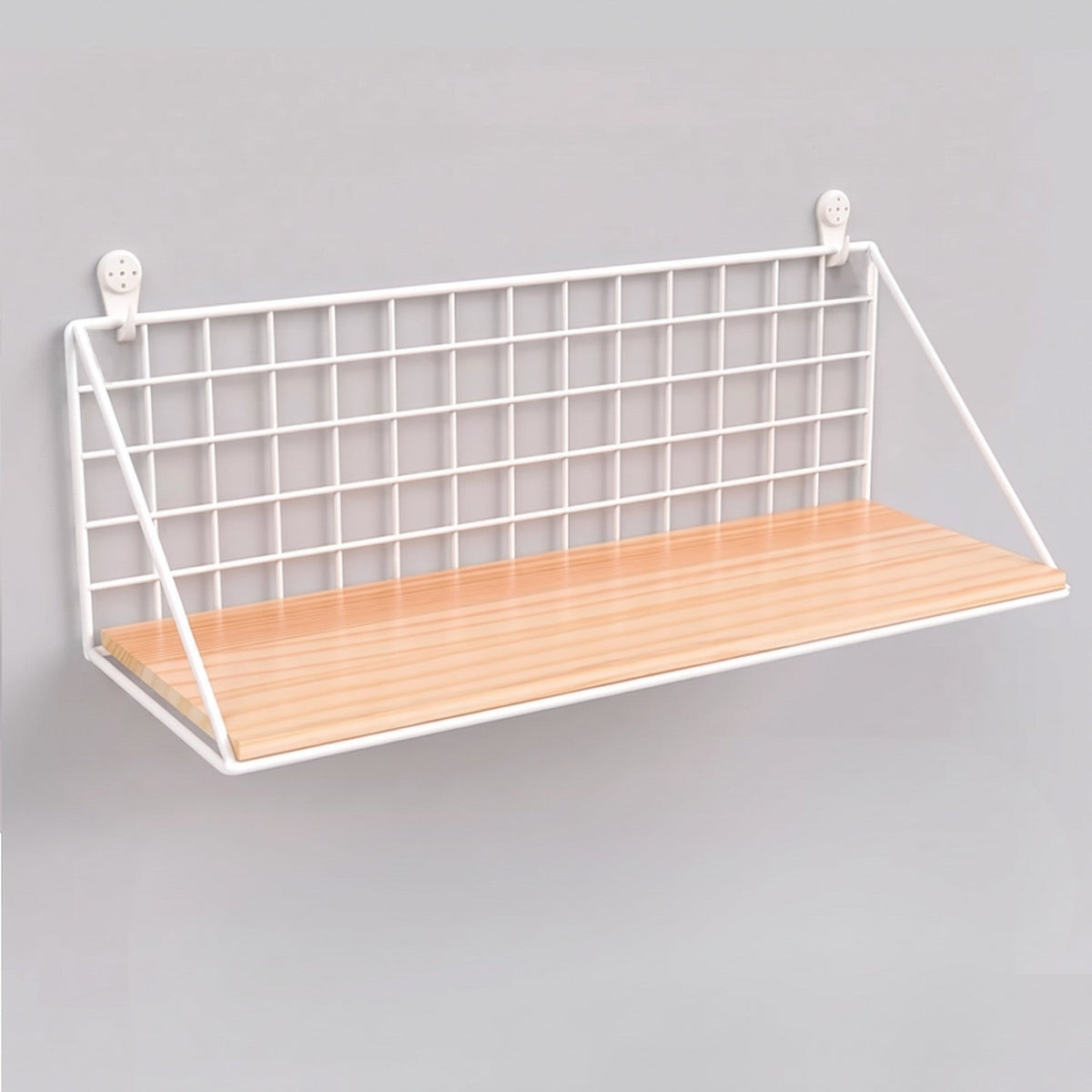 Étagère murale Royaume de L'Étagère Etaglo avec tablette en bois clair et structure en métal blanc grillagé – vue 9
