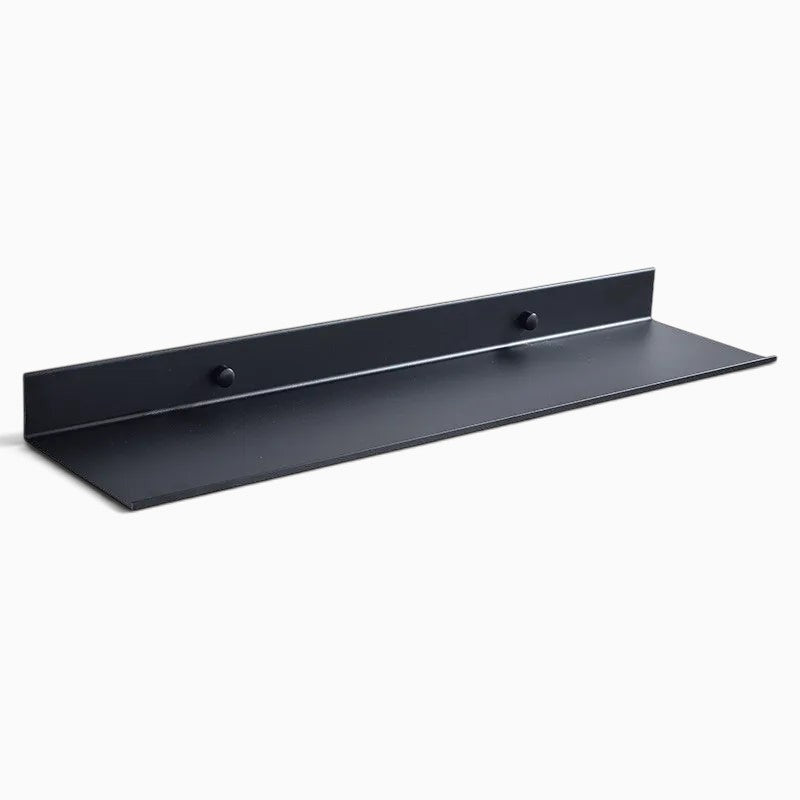 Étagère murale noire en aluminium Royaume de L'Étagère avec finition mate et rebord discret pour salle de bain